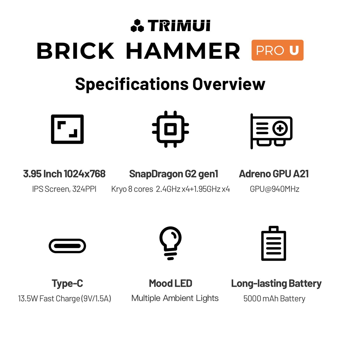 TRIMUI Brick Hammer Pro U Handheld Game Console-3.95 Inch IPS Android Gaming Device