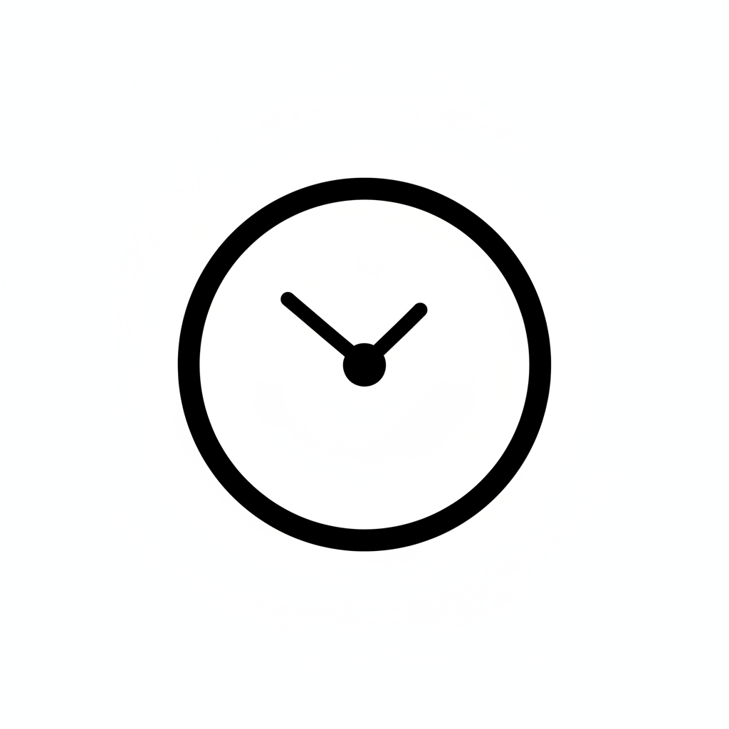 a time clock icon in black and white background