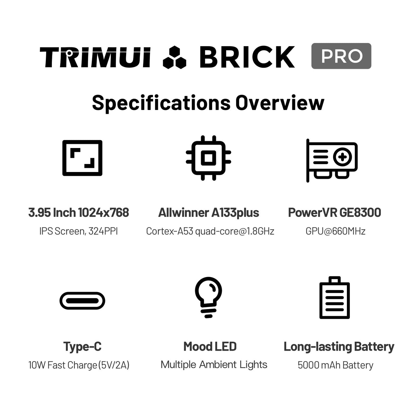 TRIMUI Brick Pro Vertical Retro Handheld Console-3.95 Inch IPS Linux Gaming Device